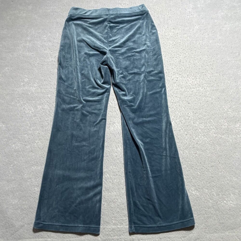 Juicy Couture Pants Womens Medium Teal Velour Retro Style Y2K Stretch Athleisure - Picture 9 of 12